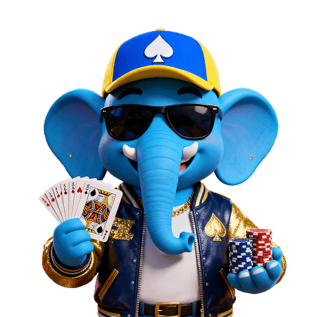Elephant mascot with poker cards